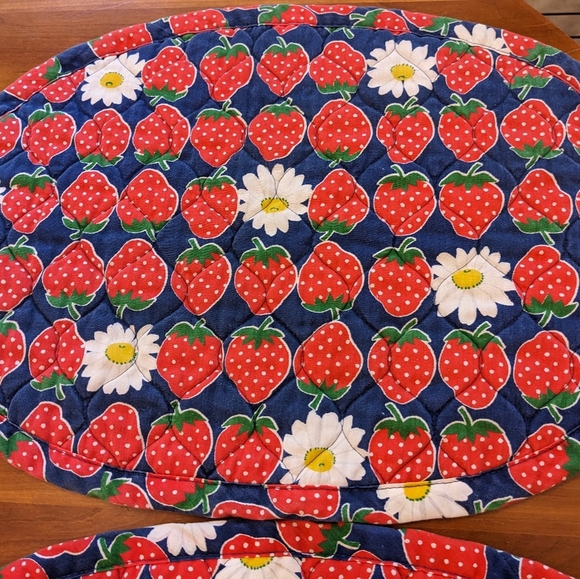 Quilted Placemats VTG Strawberries Daisies Oval Kitchen Dining nostalgic kitchen - Picture 6 of 8